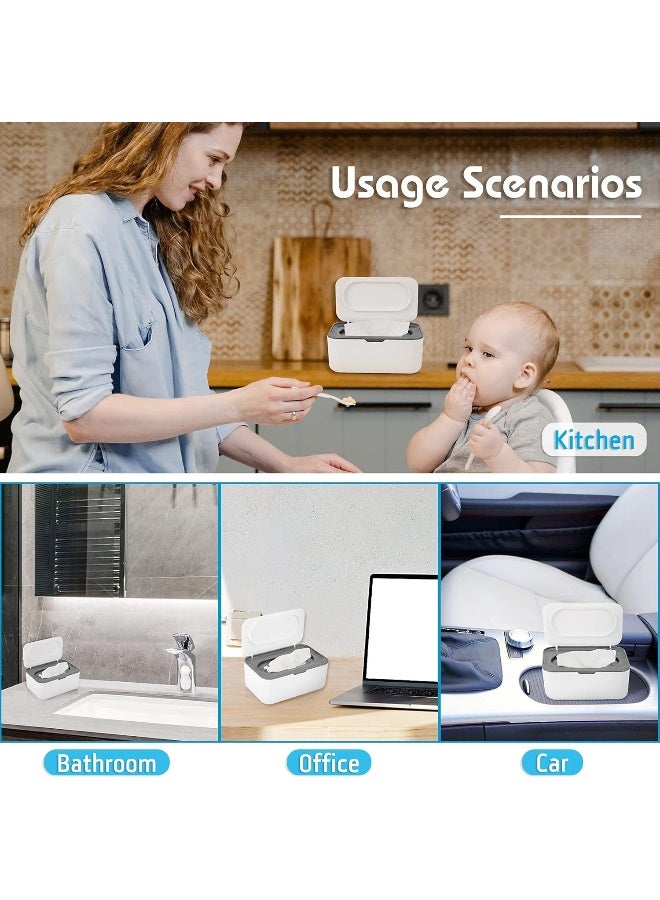 Flenpptly 2 Pack Baby Wipes Dispenser, Wipes Case Baby Wipe Holder Keeps Wipes Fresh, Non-Slip, Easy Open & Close (Grey and Blue) - Image 5