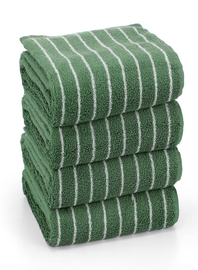 Mindsoft 4pcs Green Hand Towels for Bathroom Striped 14 x 29 Inch Hand Towels 100% Cotton Soft Absorbent Bath Decorative for Bathroom Kitchen Spa Workout Festival Gift - Image 1