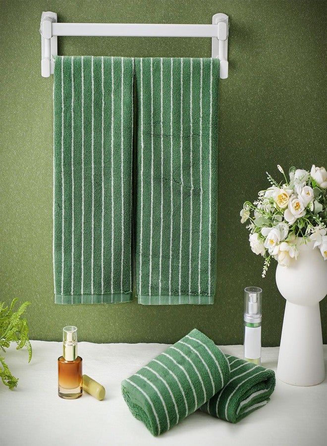 Mindsoft 4pcs Green Hand Towels for Bathroom Striped 14 x 29 Inch Hand Towels 100% Cotton Soft Absorbent Bath Decorative for Bathroom Kitchen Spa Workout Festival Gift - Image 2