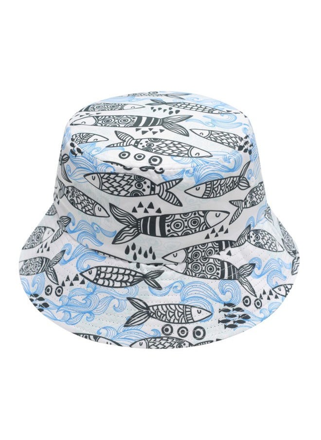 ZLYC Unisex Cute Print Bucket Hat Summer Travel Fisherman Cap for Women Men Teens (Sardines White)  - Image 1