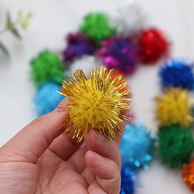 morel MOREL Multicolor Sparkle Pompom Balls, 3CM, Softy Fluffy Used in Jewellery & TORAN Making, Art & Craft, Decorations, Bag, Dresses, School Projects, Christmas, DIY, ETC. (Pack 50) - Image 2