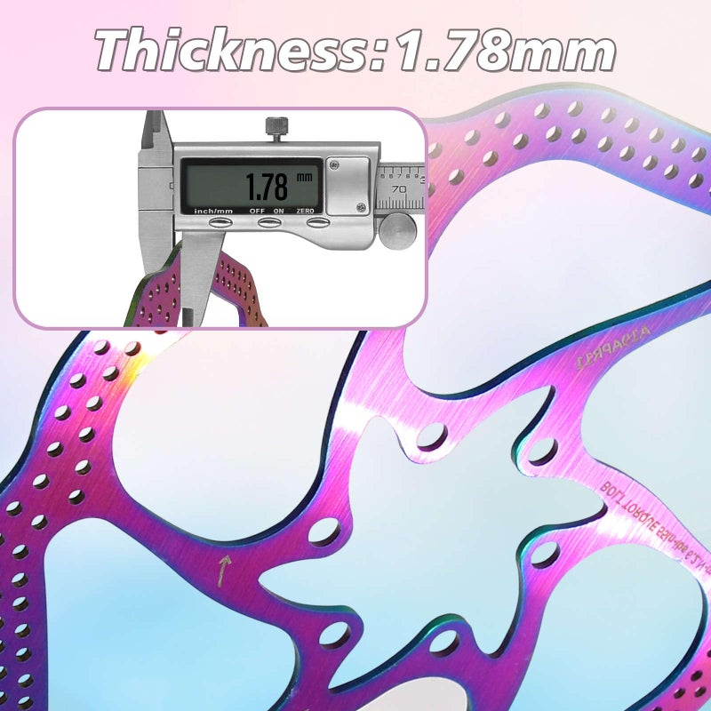 BUCKLOS 140mm 160mm 180mm 203mm MTB Disc Brake Rotor with 6 Bolts, Bicycle Brakes Stainless Steel Rotors M5 Screws, Opposite Hole Distance 44mm, fit Mountain Road Bikes MTB BMX - Image 4