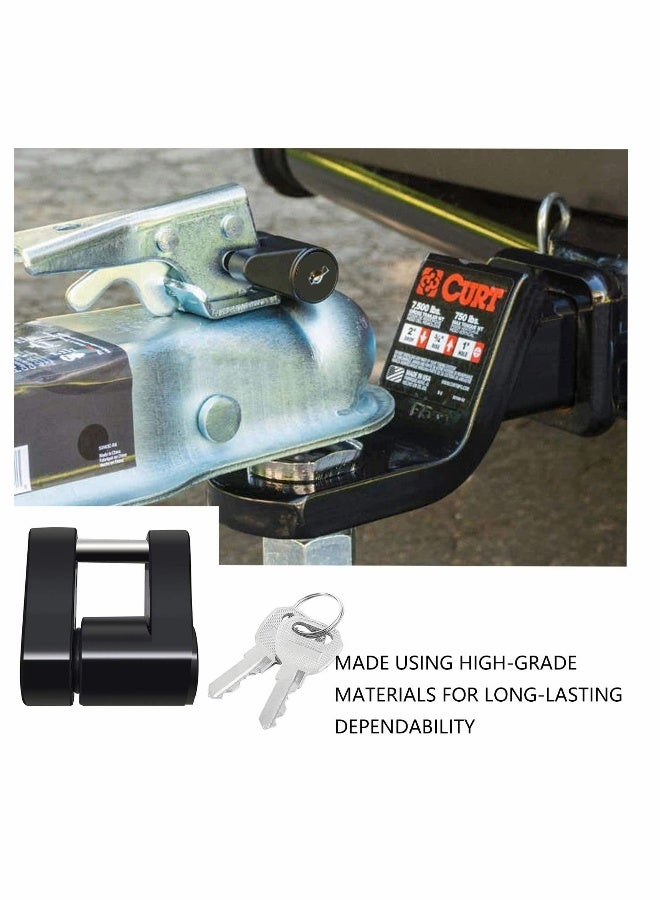 Trailer Hitch Coupler Lock, Dia 1/4 Inch, 3/4 Inch Span with 2 Keys for Tow Boat RV Truck Car's Coupler Lock - Image 2