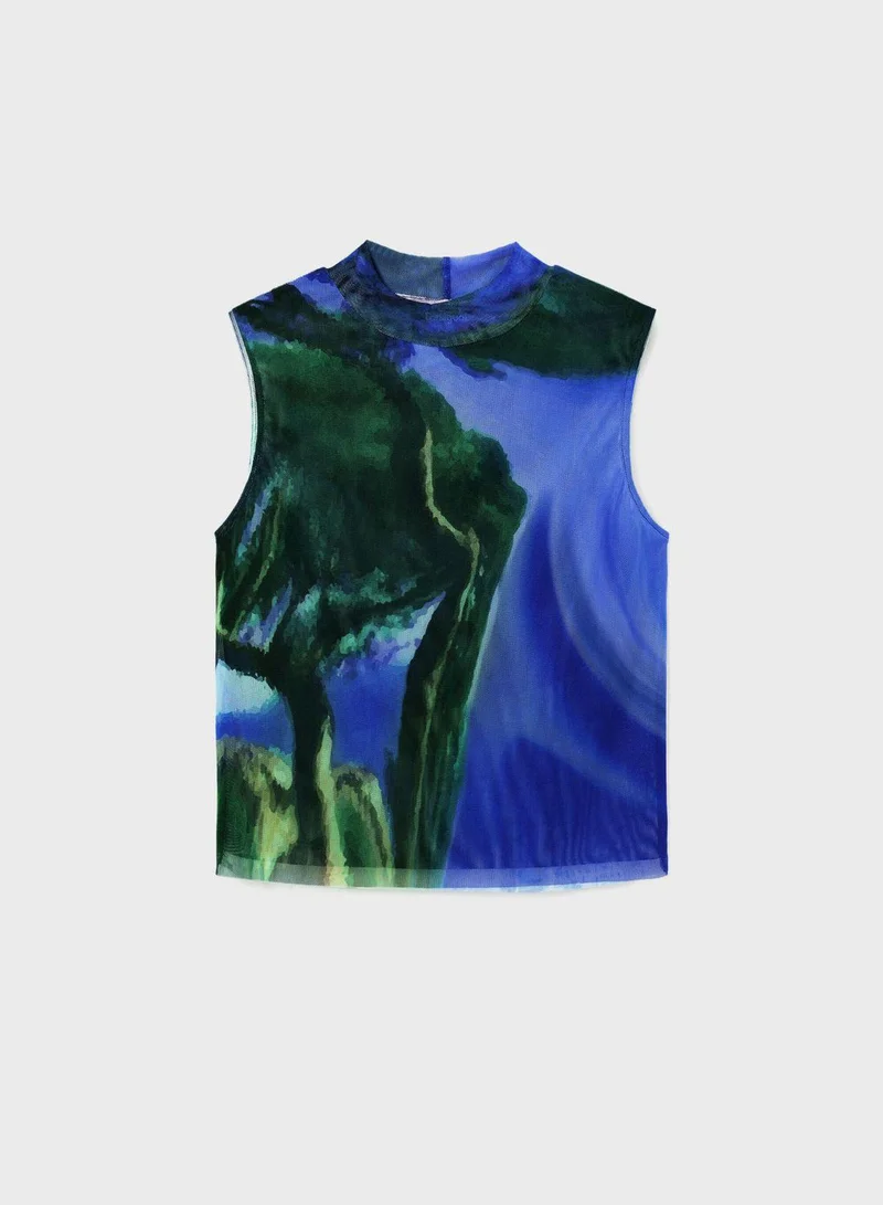 ديسيجوال Christian Lacroix Tulle Landscape Sleeveless T-Shirt