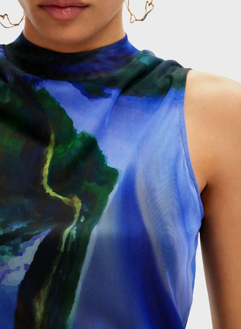 ديسيجوال Christian Lacroix Tulle Landscape Sleeveless T-Shirt