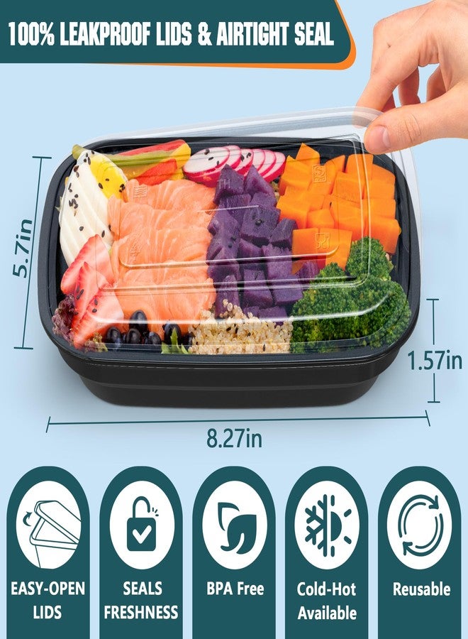 ReLuien 50 Pack Meal Prep Containers Reusable, 24 oz Food Storage Containers with Lids, Sturdy Leakproof & Stackable, Take Out Plastic Bento Lunch Box To Go, BPA Free, Microwave ,Dishwasher & Freezer Safe - Image 2