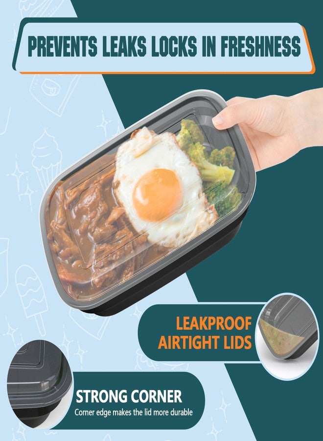 ReLuien 50 Pack Meal Prep Containers Reusable, 24 oz Food Storage Containers with Lids, Sturdy Leakproof & Stackable, Take Out Plastic Bento Lunch Box To Go, BPA Free, Microwave ,Dishwasher & Freezer Safe - Image 3