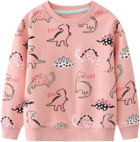 NUBEEHOHO Dinosaur Sweatshirts for Girls Toddler Girl Dinosaur Long Sleeve Pullover Top Shirts Baby Girls Winter Clothes Crewneck Dino Sweater 3T/8307 - Image 1