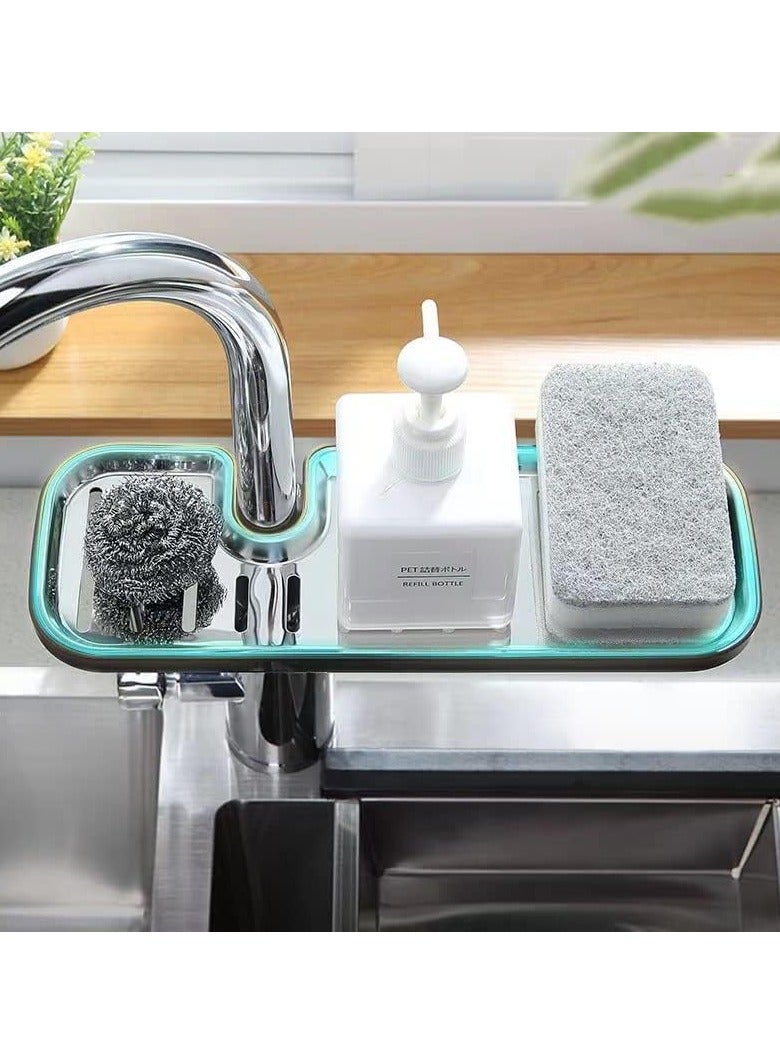 GT-Wheel Sponge Holder Over Faucet Kitchen Sink Caddy Organizer Stainless Steel Detachable Hanging Drain Rack - Image 2