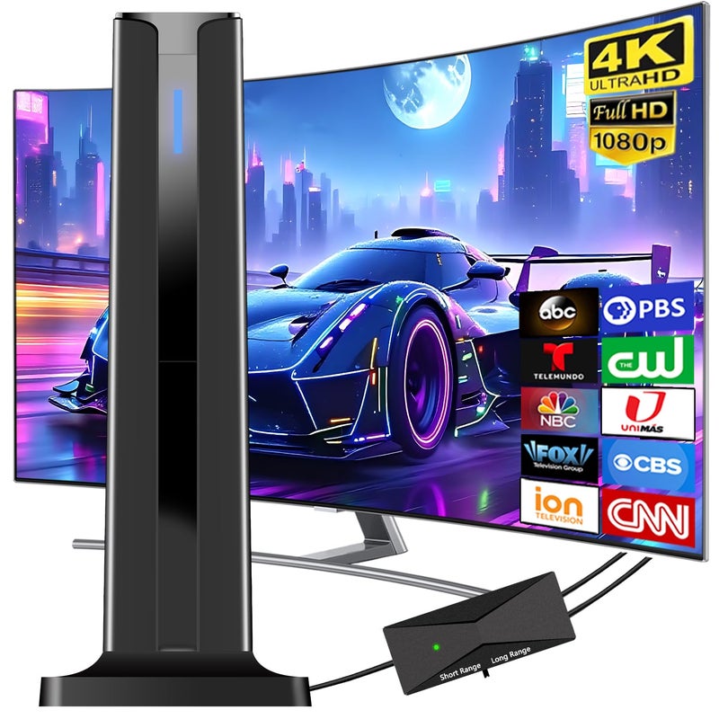 DTVSMARTSHOW Digital TV Antenna Indoor, 2026 HD Antenna for Smart TV with 3M Stick Base 360Â°&Long Range Reception for Local Channels, Easy Setup Antena Without Cable(7.0 in) - Image 1