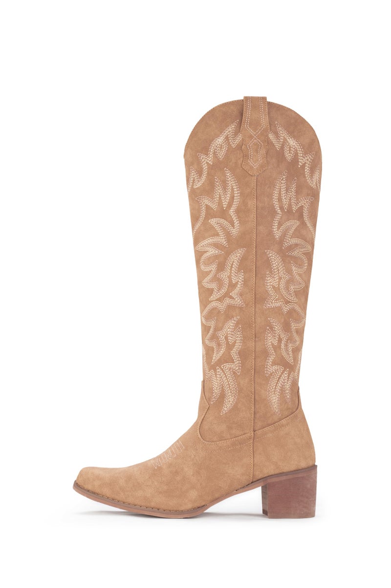 IUV Cowboy Boots For Women Knee High Western Cowgirl Boots Snip Toe Side Zipper Chunky Heel - Image 5