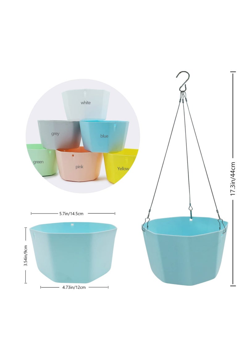 Excefore Hanging Planter Pot, 6 Pcs 15cm Plastic Hanging Basket Flower Pot Plant Holder, with 36cm Chain Hooks, for Indoor Outdoor Garden House Porch Decor (6 Colours)  - Image 2