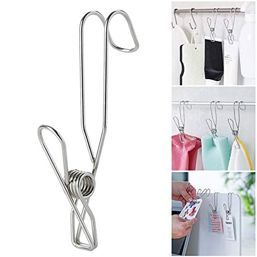 Iktu Stainless Steel Ordinary Note Pad Hook Clip Student Stationery Supplies Hanger Balcony Quilt Laundry Windproof Hanging Clamp Towel Holder (6 Pieces) - Image 2