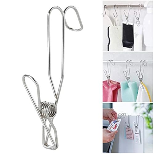 Iktu Stainless Steel Ordinary Note Pad Hook Clip Student Stationery Supplies Hanger Balcony Quilt Laundry Windproof Hanging Clamp Towel Holder (6 Pieces) - Image 1