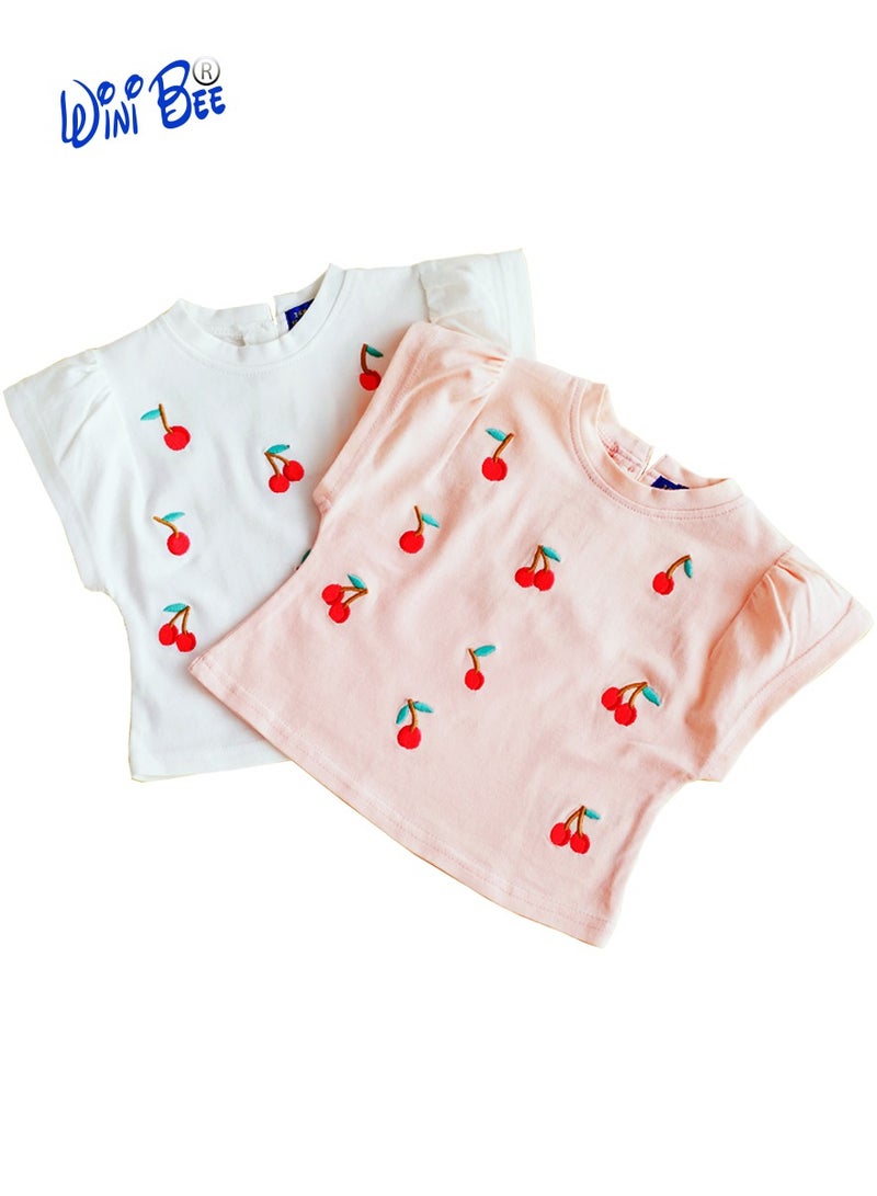 WiNi BEE Baby Short Sleeve T-Shirts for Girls Toddler Girl Clothes Newborn Top Baby Tee White Princess TShirt Infant Clothing 0-24 Months  - Image 5