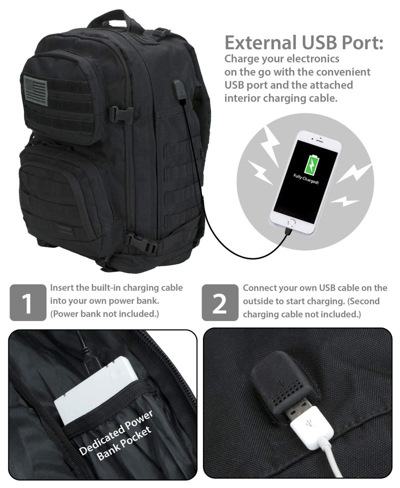 Rockland Military Tactical Laptop Backpack, Black, Large - Image 4