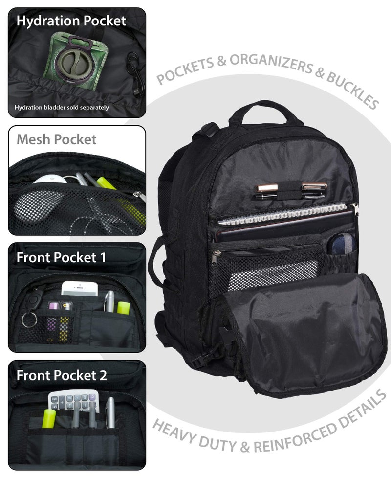 Rockland Military Tactical Laptop Backpack, Black, Large - Image 2