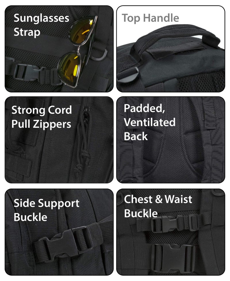 Rockland Military Tactical Laptop Backpack, Black, Large - Image 3