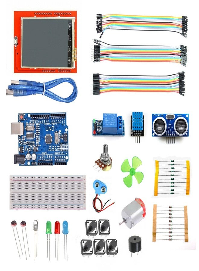 Electrobot DIY Kit with 2.4-inch Touchscreen, Sensors, RGB LEDs, and Components - Learn Electronics with 16+ Projects - Includes Uno, Ultrasonic, DHT11, Motor, Fan, and More - Image 1