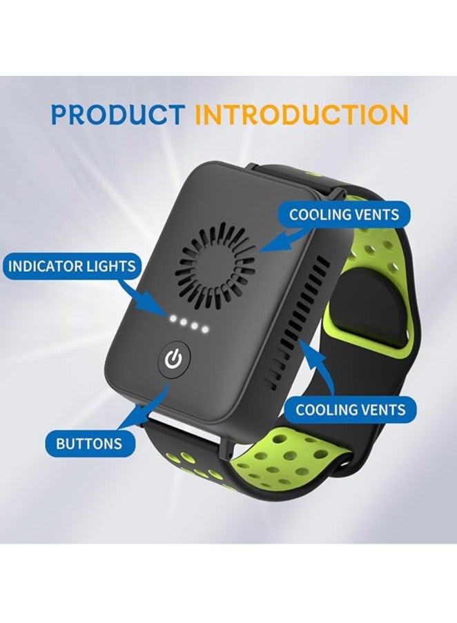 عام سوار محمول للتدفئة والتبريد الصيفي مع تكييف هواء قابل للتعديل بثلاث سرعات، مروحة صغيرة محمولة عبر USB على شكل ساعة، سوار لتخفيف الهبات الساخنة - Image 3