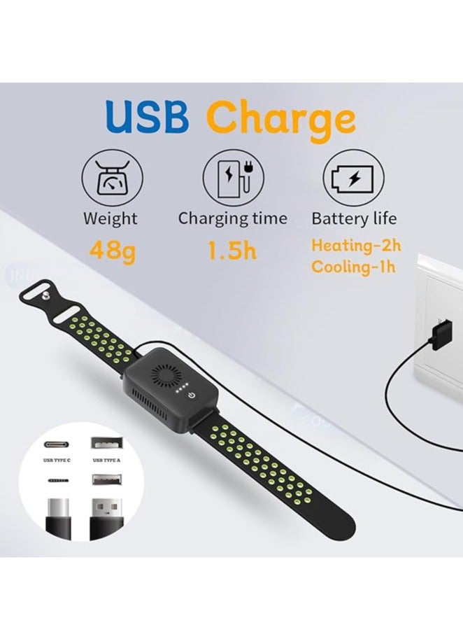 عام سوار محمول للتدفئة والتبريد الصيفي مع تكييف هواء قابل للتعديل بثلاث سرعات، مروحة صغيرة محمولة عبر USB على شكل ساعة، سوار لتخفيف الهبات الساخنة - Image 4