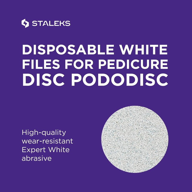 ستالكس برو Expert PODODISC M مواد كاشطة قابلة للاستعمال مرة واحد�� لمبرد القدم (حبيبات 240، 50 قطعة) – ملفات كاشطة لتلميع الجلد بعد إزالة الجلد القاسي على أقراص العناية بالقدم (مقاس متوسط) - Image 4