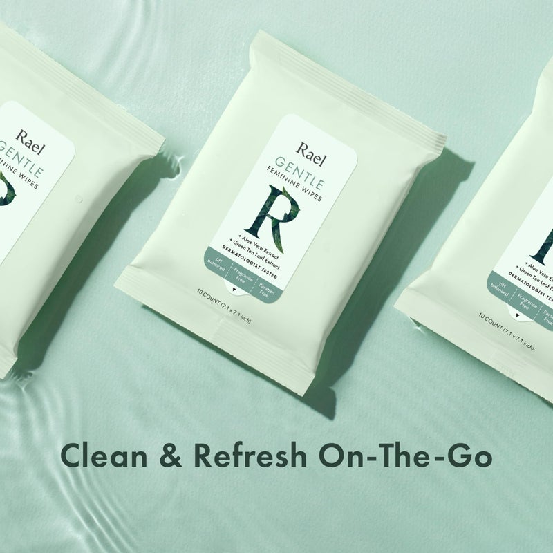 Rael Feminine Wipes, Flushable pH Balanced Wipe, Travel Size, All Skin Types, Paraben-Free, Daily Use (10 Count, Pack of 3) - Image 3