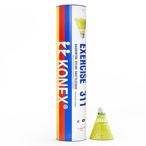 Konex Badminton Shuttlecock (12 Pcs) | Durable Premium Nylon Build with Lightweight Design | Fast, Stable & Steady Flight | Perfect for Indoor & Outdoor Games - Yellow - Image 1