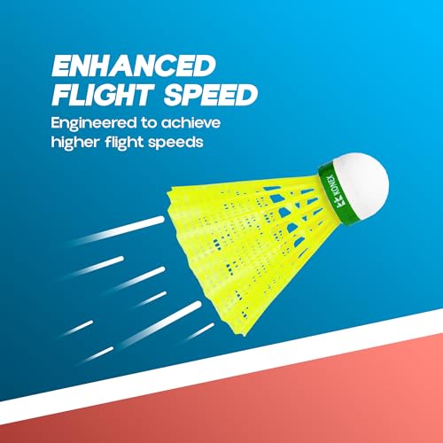Konex Badminton Shuttlecock (12 Pcs) | Durable Premium Nylon Build with Lightweight Design | Fast, Stable & Steady Flight | Perfect for Indoor & Outdoor Games - Yellow - Image 3