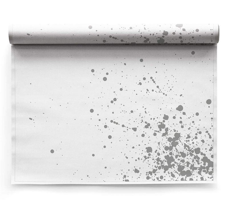 MY DRAP Washable and Reusable Cloth Placemat  177 x 126 in 6 Per Roll Linen Silver Splash