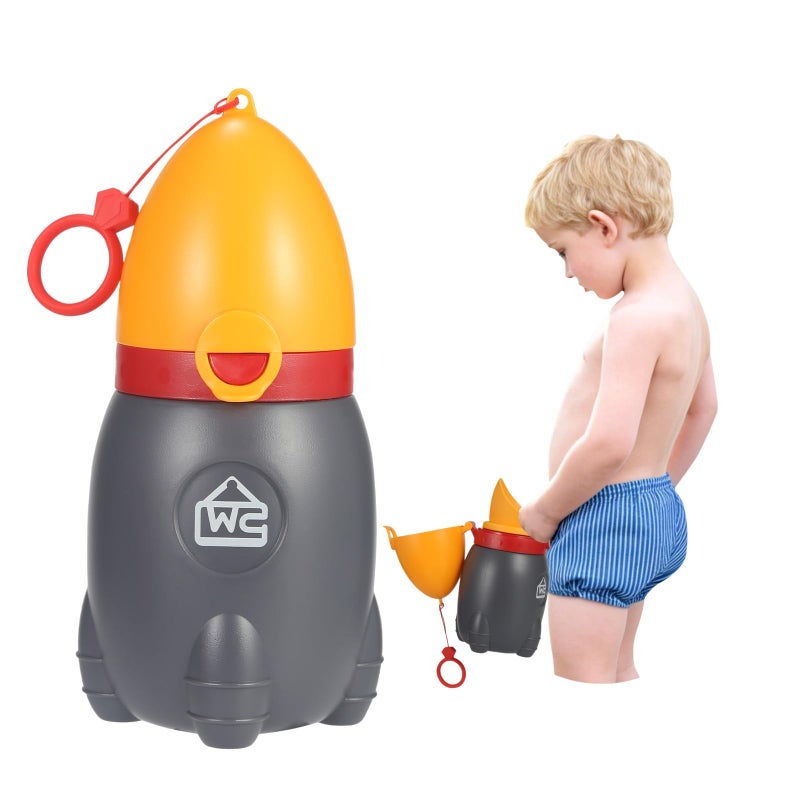 ONEDONE Portable Urinal for Kids Rocket Pee Bottle for Kids Emergency Toilet Urinal for Toddlers Boys Girls 125 OZ Small Pee Cup for Kids Camping Car Travel Potty Training Baby Urinal Orange - Image 3