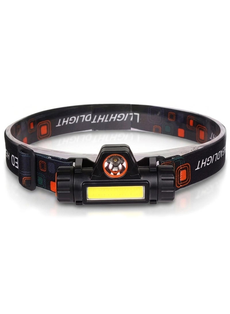 مصباح رأس LED قابل لإعادة الشحن عبر منفذ USB - مصباح رأس فائق السطوع وخفيف الوزن مع أوضاع قابلة للتعديل للاستخدام الخارجي والعملي. مصباح رأس مغناطيسي مقاوم للماء بتصميم مريح ووقت تشغيل طويل - مثالي للجري والتخييم وصيد الأسماك والاستخدامات الصناعية - Image 1
