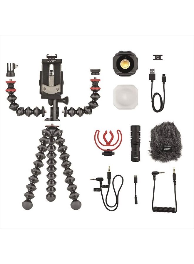 JOBY مجموعة JOBY GorillaPod Mobile Vlogging Kit (حامل الهاتف الذكي، ميكروفون Wavo Mobile، مصباح Beamo Mini LED) حامل ثلاثي القوائم مرن، حامل الهاتف، ميكروفون Vlogging، مصباح Vlog، مجموعة كاميرا Vlogging، مجموعة منشئ المحتوى - Image 2