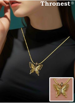 Thronest 18K Gold Butterfly Pendant Necklace, minimalist necklace, perfect for weddings, everyday wear, hypoallergenic luxury chain, timeless design, ideal gift for women  - Image 1