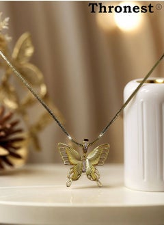 Thronest 18K Gold Butterfly Pendant Necklace, minimalist necklace, perfect for weddings, everyday wear, hypoallergenic luxury chain, timeless design, ideal gift for women  - Image 4