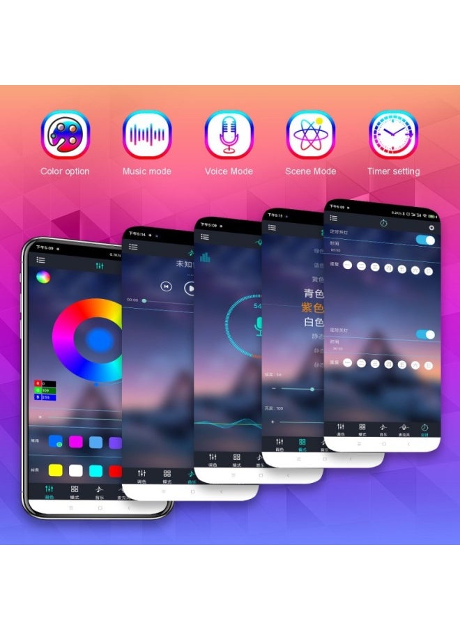 RGB Magic Color TV Background Music Pickup Light Computer Desktop Bedside Atmosphere Rhythm Magic Light-Light Source Power:Colorful RGBIC (color Box Packaging) USB Interface-Light Color:SAL006B WIFI & BLE Dual Mode -- Double Pack
