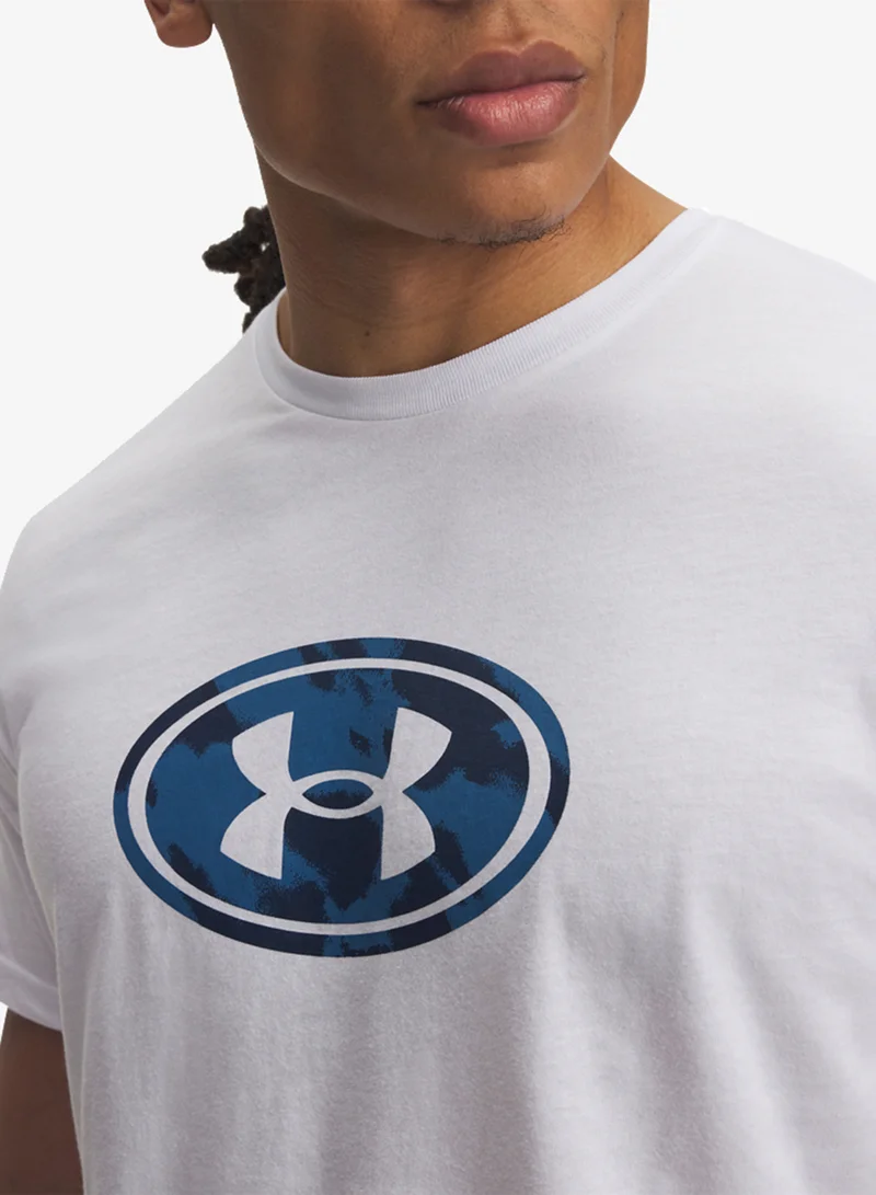 Under Armour White /  / Aegean Blue Lockertag Print T-Shirt for Men | Best Price UAE