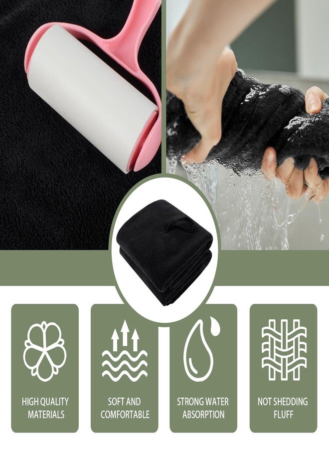 VIVOTE 2-Piece Kitchen Hand Towel, Soft Absorbent & Quick-Drying Carbon Fibre Round Hanging Hand Towel with Lanyard Hand Towels Set for Bathroom (Black 50 * 50cm) - Image 4