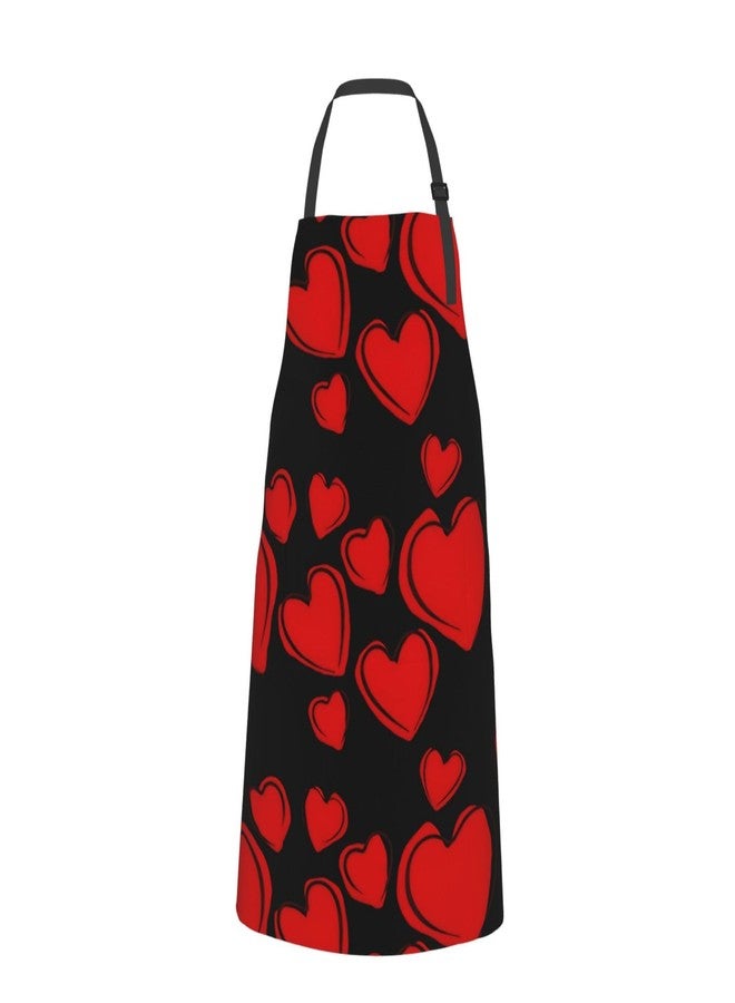 ASYG Valentine's Day Red Pink Heart Print Aprons Adjustable Washable Valentine's Aprons for Couples Gifts Decor - Image 3