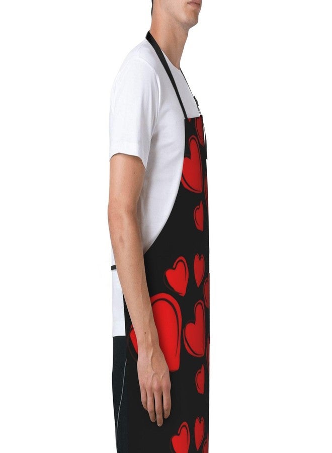 ASYG Valentine's Day Red Pink Heart Print Aprons Adjustable Washable Valentine's Aprons for Couples Gifts Decor - Image 4