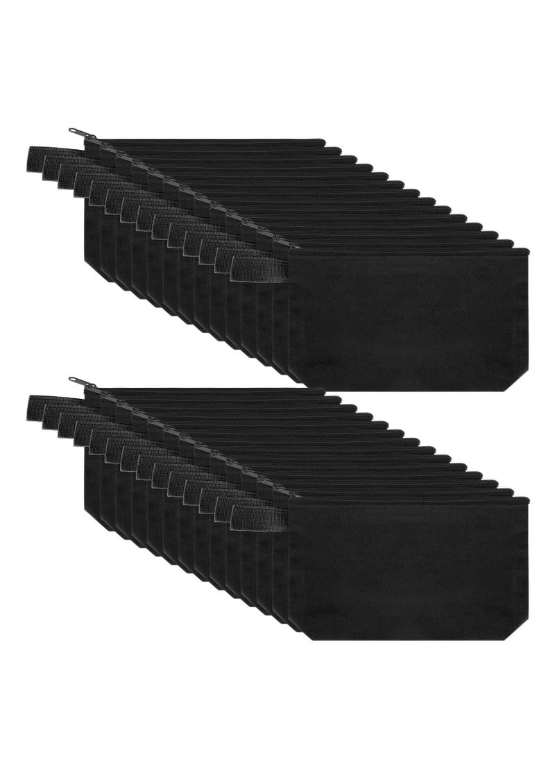 Captaintech Cotton Canvas Makeup Bag with Bottom, 15 Pcs Multi Purpose Cosmetic Bag with Zipper, Multi Purpose Cosmetic Bag Toiletry Bags, Small Canvas Bags for Women DIY Crafts (7.9 x 4.7 x 1.6 Inch, Black) - Image 1