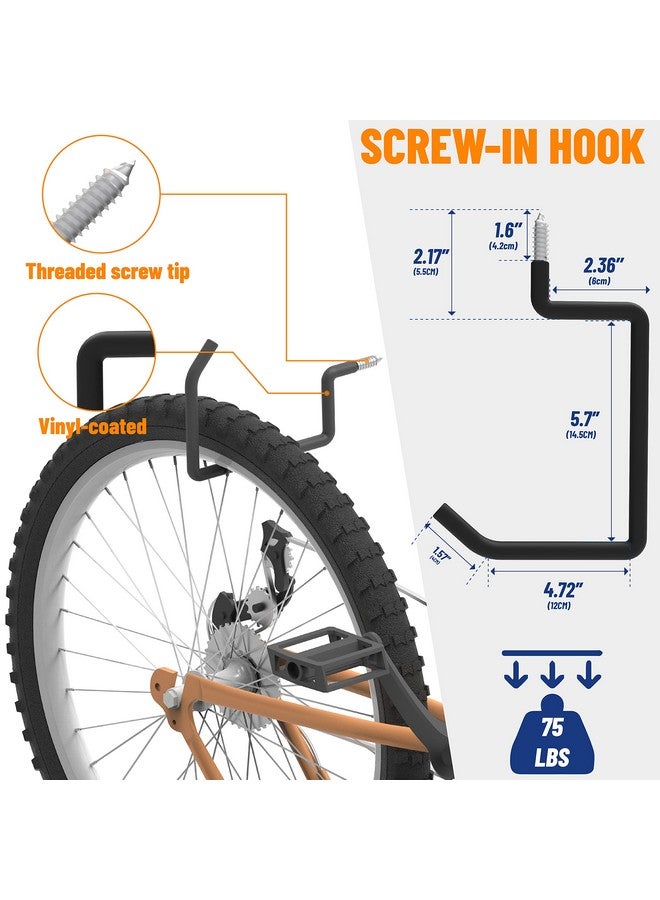 Unp Poetiske Screw In Ladder Bike Hooks Ceiling Hanger Wall Mounted Bicycle Chair Garage Organization Heavy Duty Vinyl Coated 4Pack  - Image 5