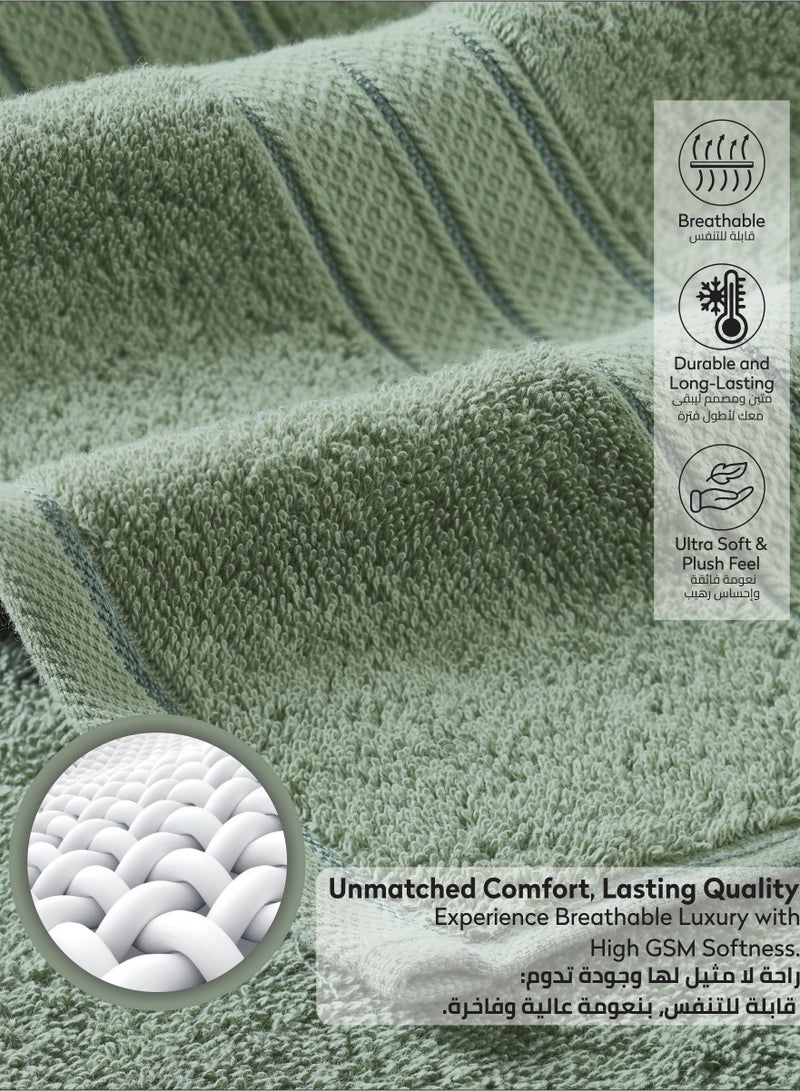 Donetella Premium Towel 3-Pcs Set, 100% Combed Cotton 600 GSM, Highly Absorbent, Quick Dry Towel Set Include 1 Bath Towel, 1 Bath Sheet, 1 Hand Towel, Best Set for Bathroom Gym, Hotel And Spa,Olive Green  - Image 5