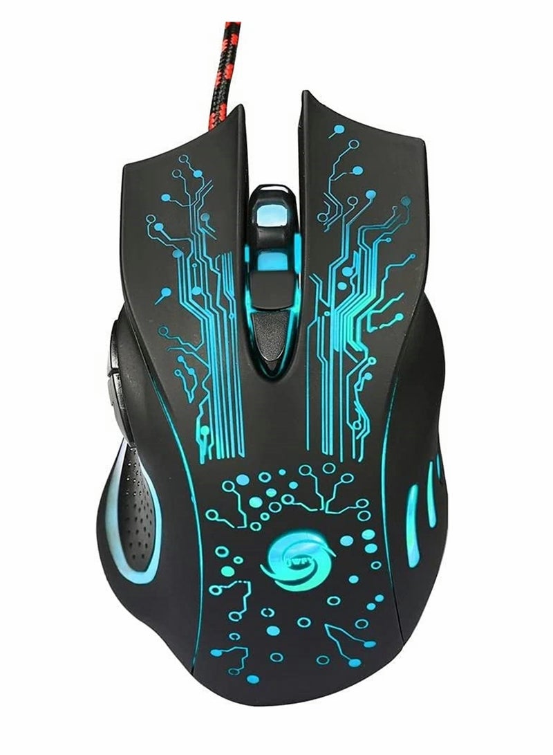 KASTWAVE Gaming Mice, Computer Gaming Mouse Wired Manipulator Gaming Mouse Glare USB Wired Gaming Mouse Adjustable 7 Buttons LED Backlit Professional Gamer Mice Ergonomic, for PC Laptop (Black Seven Colors) - Image 5