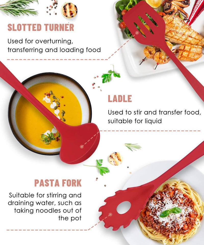 Pranski Kitchen Utensils Set-12 Pieces Silicone Cooking Utensils Set (Dishwasher Safe) 392°F Heat Resistant Spatula Set, Nonstick Cookware - Image 4