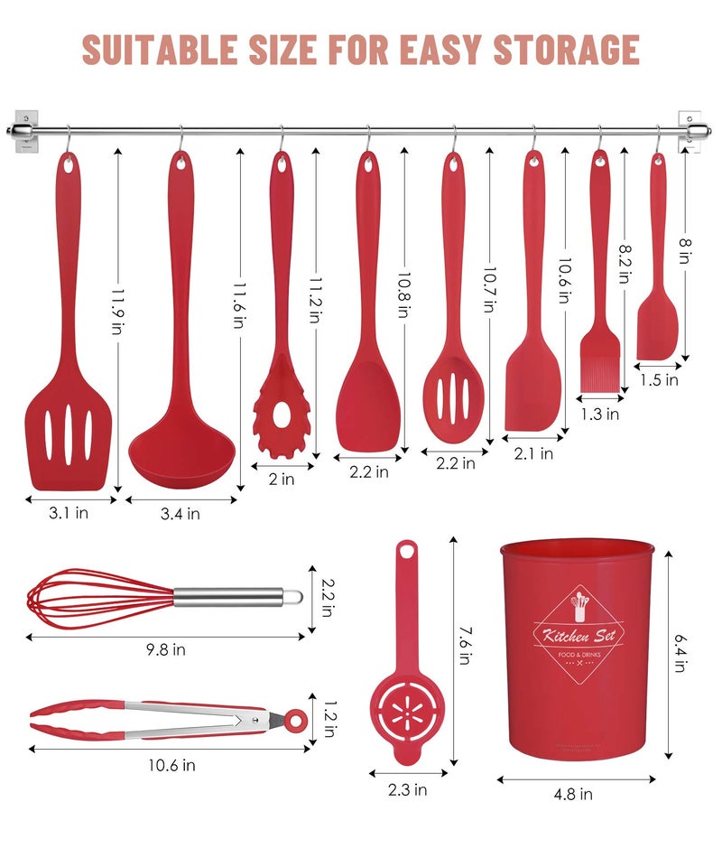 Pranski Kitchen Utensils Set-12 Pieces Silicone Cooking Utensils Set (Dishwasher Safe) 392°F Heat Resistant Spatula Set, Nonstick Cookware - Image 2