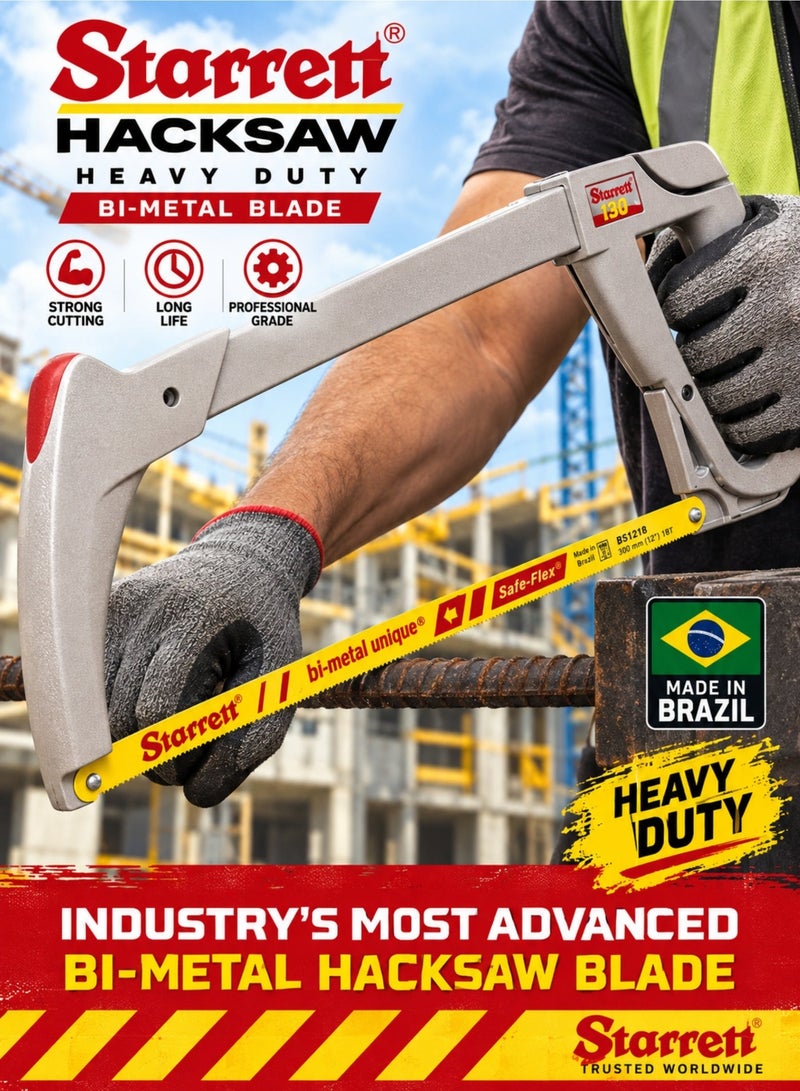 Starrett Bi-Metal Hacksaw Blades 300mm (12 Inch), Heavy Duty Safe-Flex Professional Cutting Blades, HSS Bi-Metal Construction for Metal, Steel, Aluminum, Copper, PVC & Wood, 5 Pack - Image 4