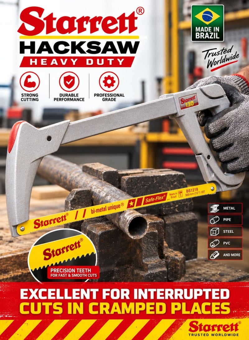 Starrett Bi-Metal Hacksaw Blades 300mm (12 Inch), Heavy Duty Safe-Flex Professional Cutting Blades, HSS Bi-Metal Construction for Metal, Steel, Aluminum, Copper, PVC & Wood, 5 Pack - Image 2