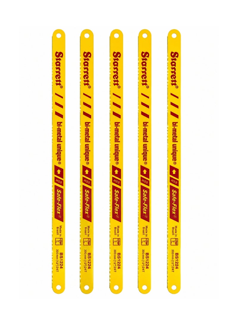 Starrett Bi-Metal Hacksaw Blades 300mm (12 Inch), Heavy Duty Safe-Flex Professional Cutting Blades, HSS Bi-Metal Construction for Metal, Steel, Aluminum, Copper, PVC & Wood, 5 Pack - Image 3