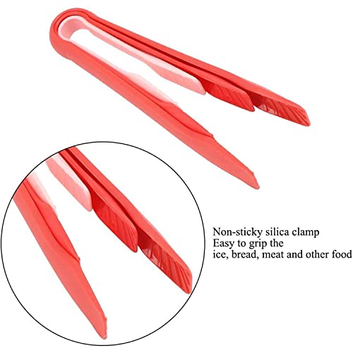 HEXONIQ® 3 Piece Serving Tongs Set Plastic Kitchen Clip Non-Stick Party Essential for Cooking Oven Baking Salad Steak Vegetable Ice Serving Tools Utensil Set, Red - Image 3